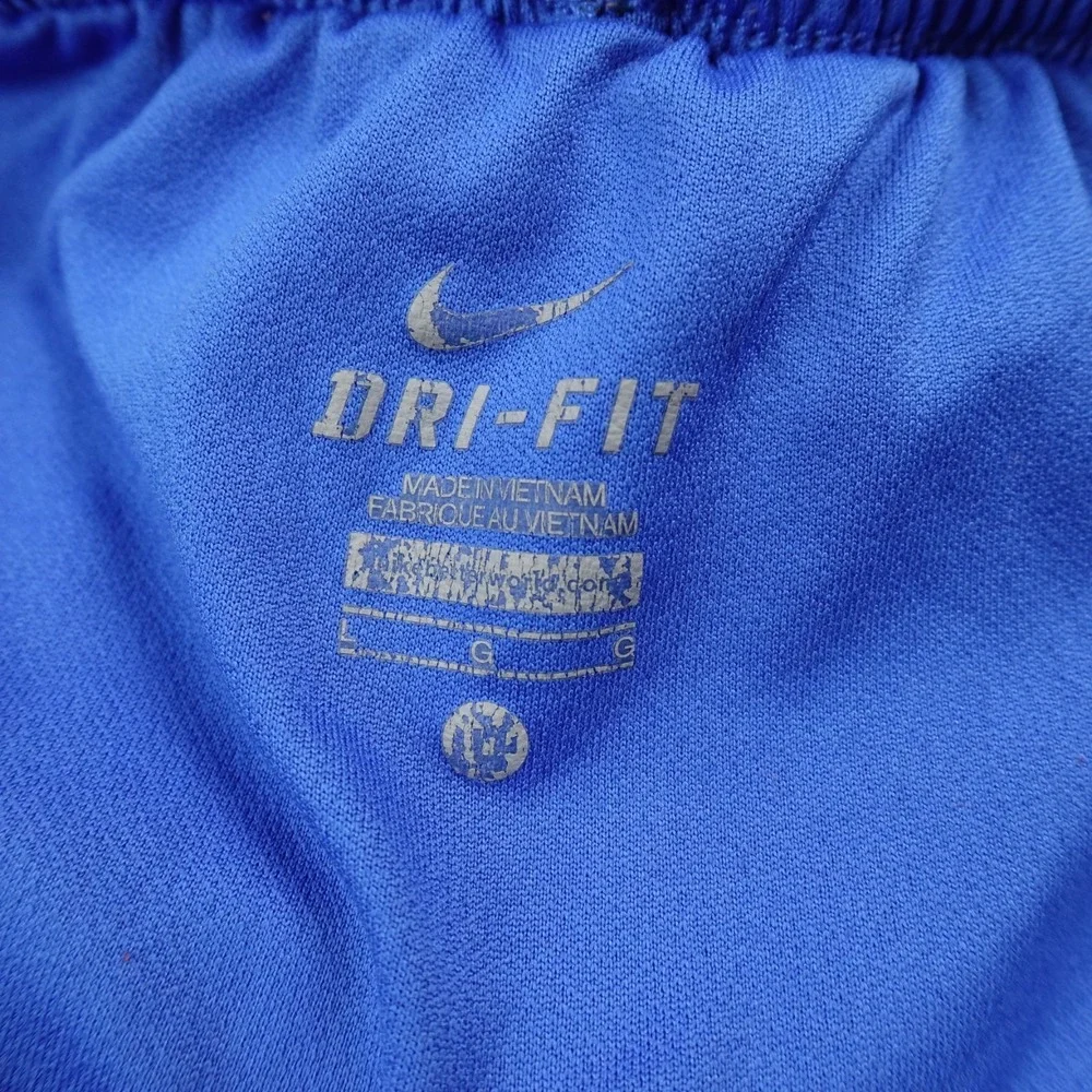 Nike Shorts Mens‎ L Blue Swoosh Drifit Running Drawstring Gym Workout Athletic